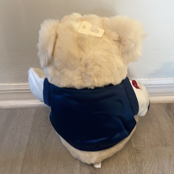 Vintage 1998 TEAM SANTA White Christmas Bear 15" Plush Blue Snap Jacket - Picture 5 of 10